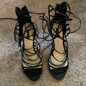 Black strappy heels